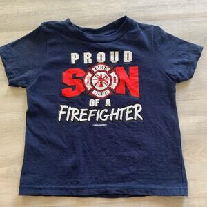 Proud Son of a Firefighter Toddler T-Shirt 2T Navy Blue Port & Company Fire Dept